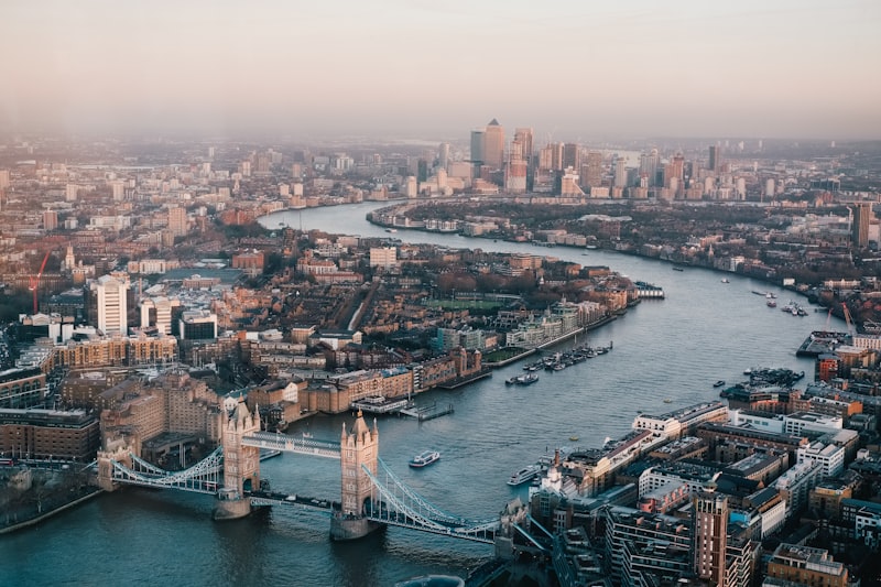 London skyline with Tower Bridge at twilight
